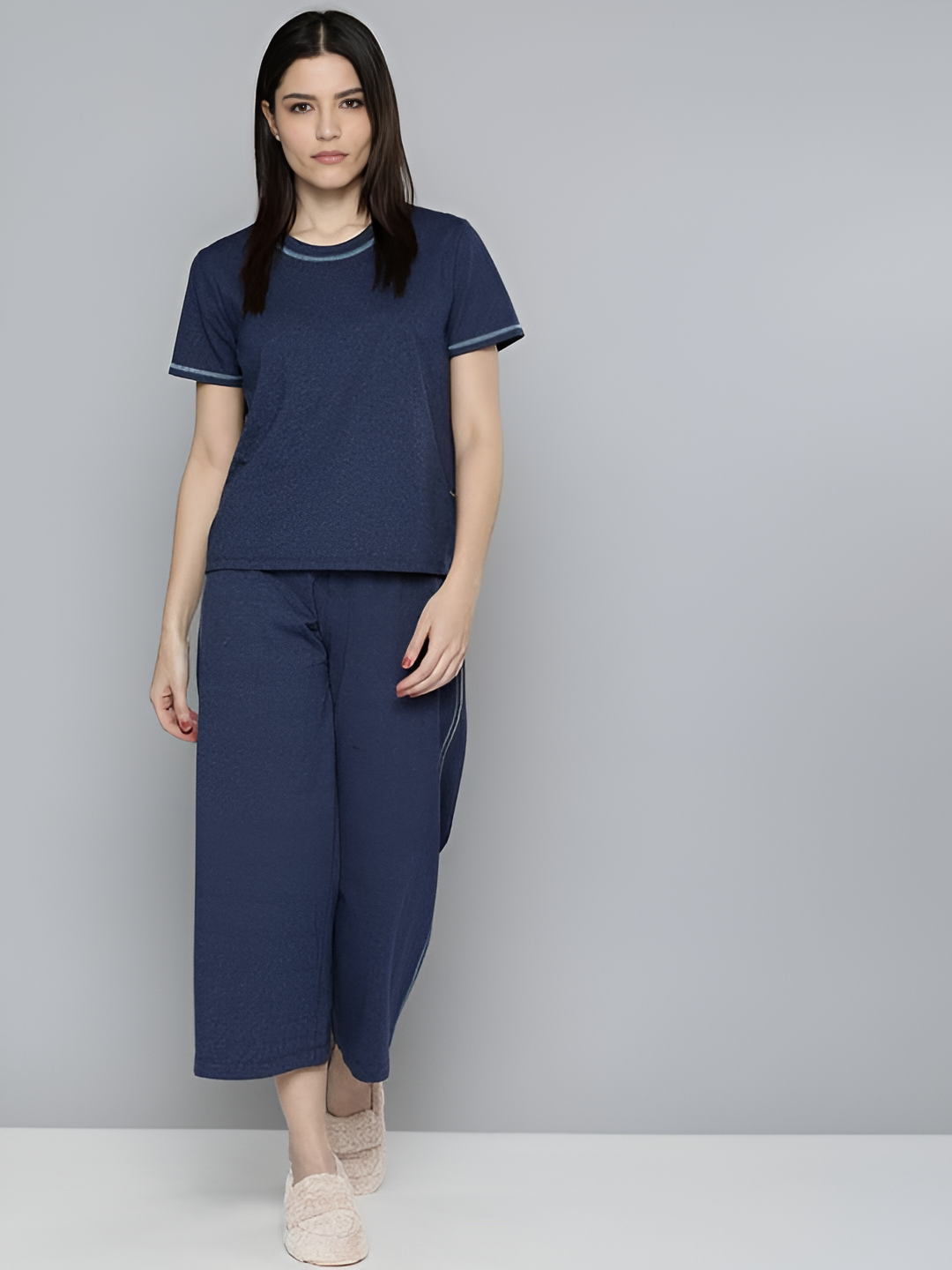 Essential Navy Blue Solid Co-ord set