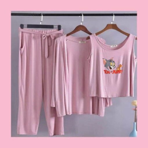 Pink Tom & Jerry Women 3pcs Night Suit set