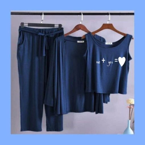 Blue me + you love Women 3pcs Night Suit set