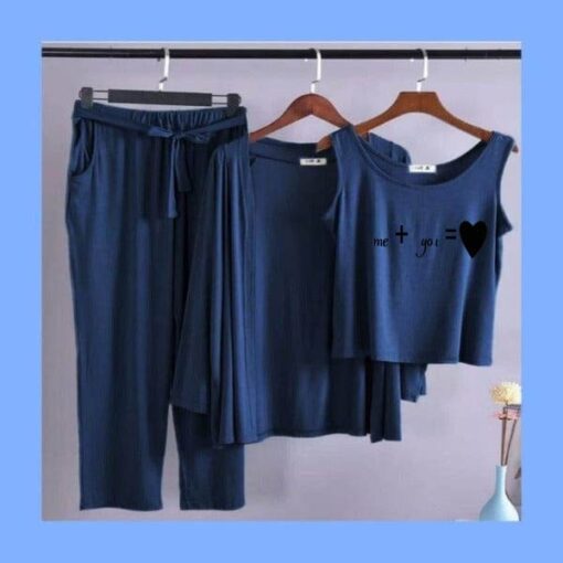 Blue Black me + you Love Women 3pcs Night Suit set