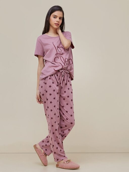 2 Piece Love Sleep Printed Night Suit Pajama Set