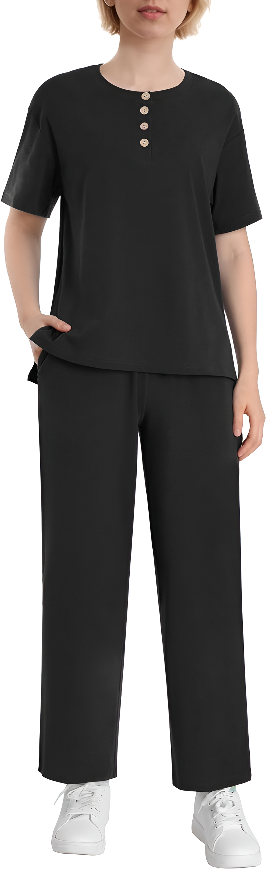 Black Button-Up Shirt & Capri Co-Ord Set