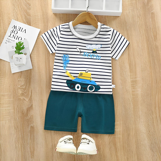 Black and White Striped Printed kids wear