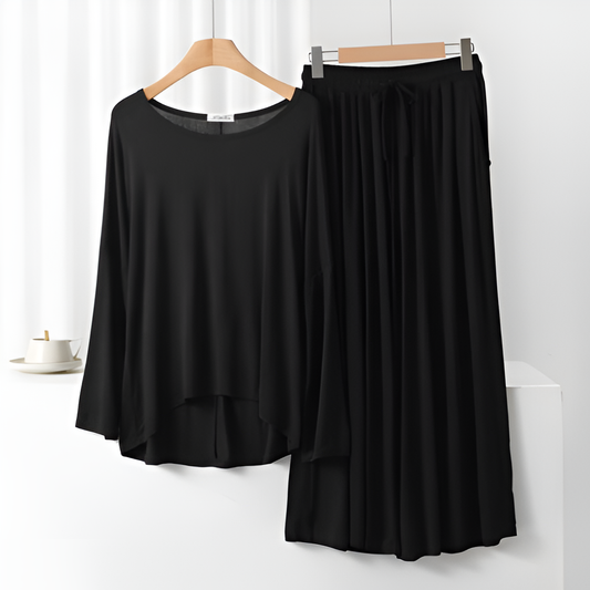 Black Frill Sleeve Loose Lounge Wear Palazzo Set