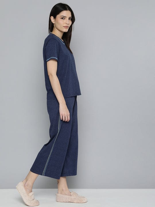 Essential Navy Blue Solid Co-ord set