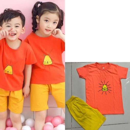 Orange Printed suit kids Wear