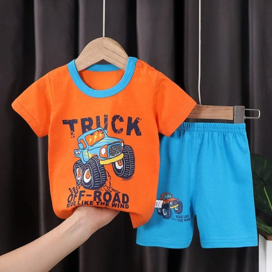 Orange Truck Off-Road Kids Short Sleeve Kids Wear