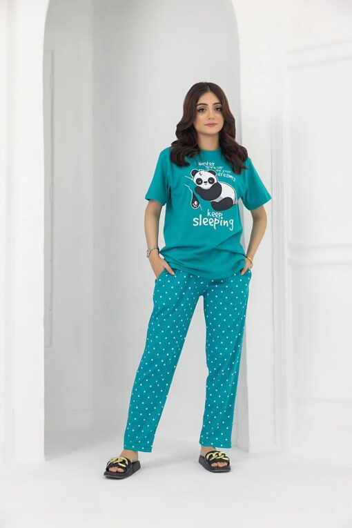 Cute Panda Print Pajama Set for Women