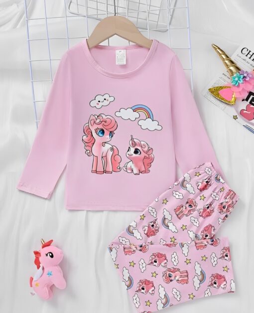 Pink Unicorn with Rainbow Printed Kids Wear