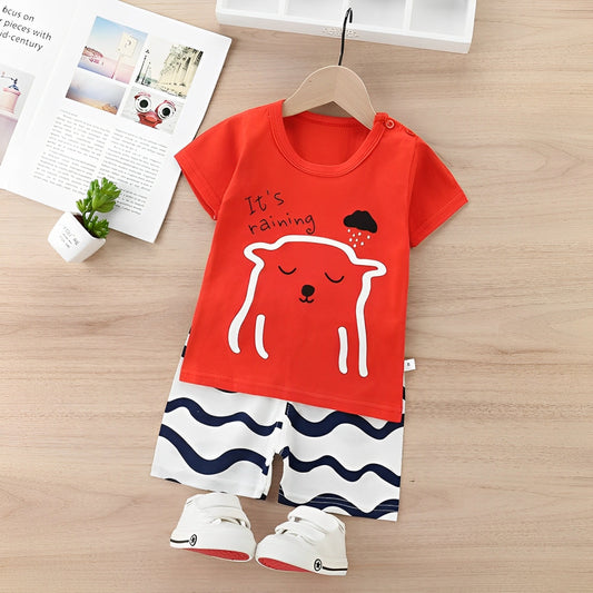 Red It's Raining Printed Kids wear