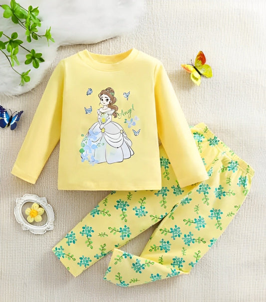 Yellow Princess Printed Kids Wear